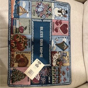 Charming Seasonal Fiber Art Mat with Blue and Multicolor Design